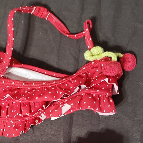 Two-Piece Swimsuit Polka Dot Gymboree 6-12 Month 2 Piece Red Cherry - Picture 2 of 3